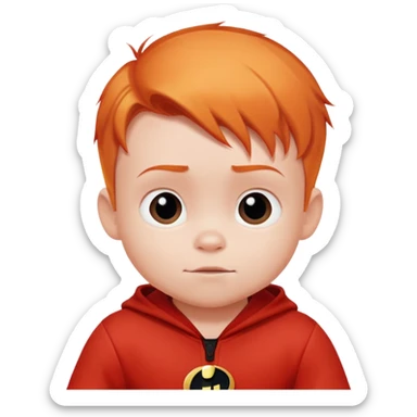 baby Jack Jack from The Incredibles with orange hair in red onesie sticker