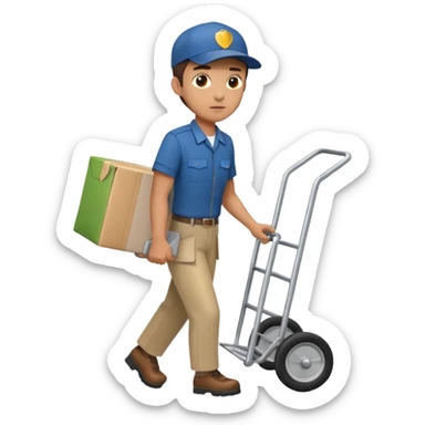 Foot courier with hand truck,Delivery Crew sticker