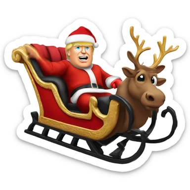 president trump in santas sleigh sticker