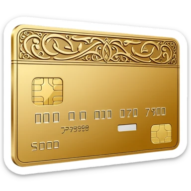 a golden credit card with Arabic patterns sticker