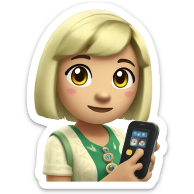 isabel from animal crossing with a nook phone sticker