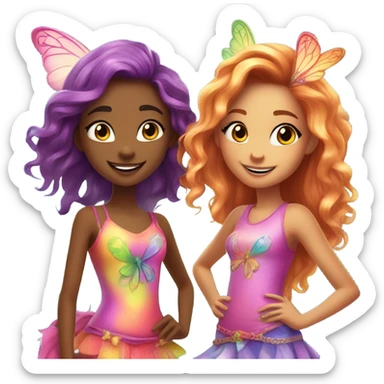Four girls clubbing having fun in winx inspired fairy outfits  sticker