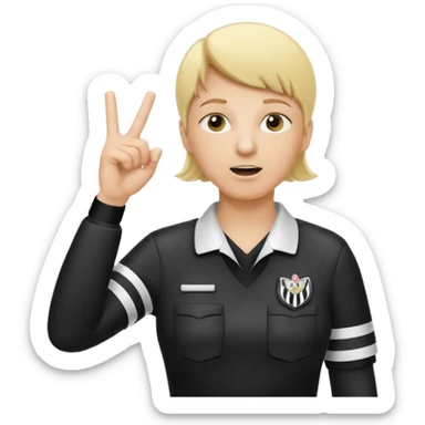 blonde football referee calling time out with hands and whistle making t gesture with hands sticker