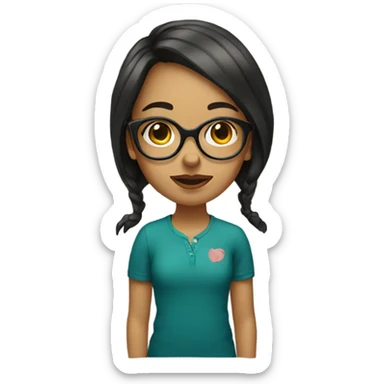 portrait of a girl with glasses sticker