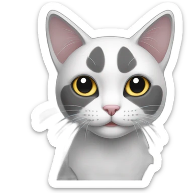 A dark grey and white cat sticker