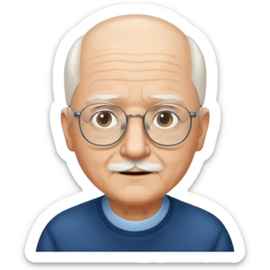 Mi abuelo con el pelo blanco con gafas y con calva  sticker