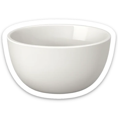 white bowl with flat white color inside, no liquid, no gloss, minimal, simple, clear sticker