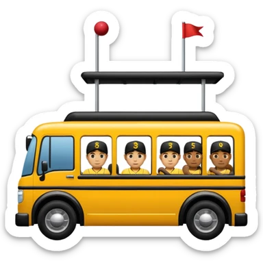 autobus de equipo llevando a egnte de basebal  y un chofer sticker