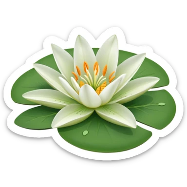 a pretty lily flower on a green circle lilypad sticker