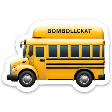 a school bus with bomboclat text in dianogal in front of it sticker