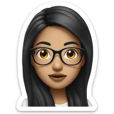 Hyper realistic girl with black hair glasses sticker