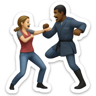 Woman kicking man for self defense sticker