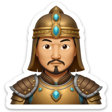 Genghis Khan in armor in 3/4 position sticker