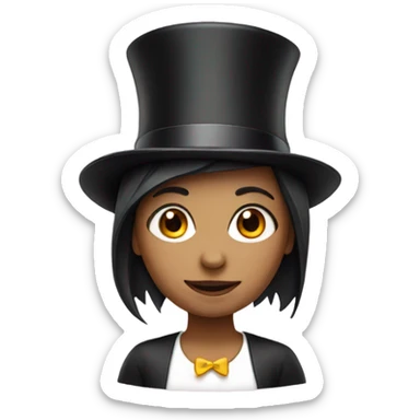 Girl wearing a penguin top hat sticker