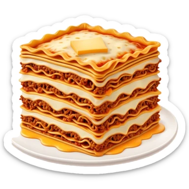 Cinematic Realistic Lasagne alla Bolognese Dish Emoji, depicted with layered pasta, rich meat sauce, and melted cheese rendered with exquisite detail and hearty, warm lighting. sticker