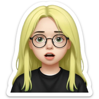 billie eilish with glasses singing  sticker