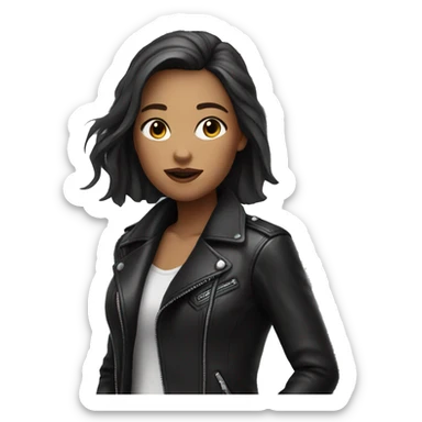 monochrome girl in leather jacket sticker