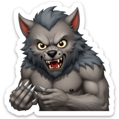 Create an emoji of Werewolf half bodied till waist sharp nails sticker