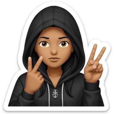 Moreno greñudo con capucha cuba la cara para el dedo del medio sticker