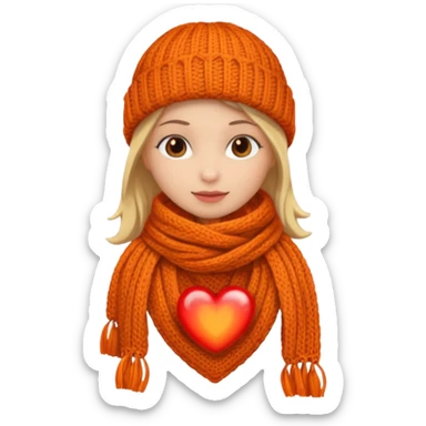 heart with autumn scarf sticker