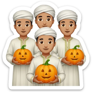 Moroccan men with pumpkin and grapes sticker