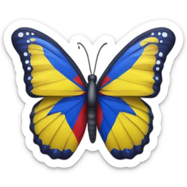 Una mariposa con los colores de la bandera de Colombia sticker