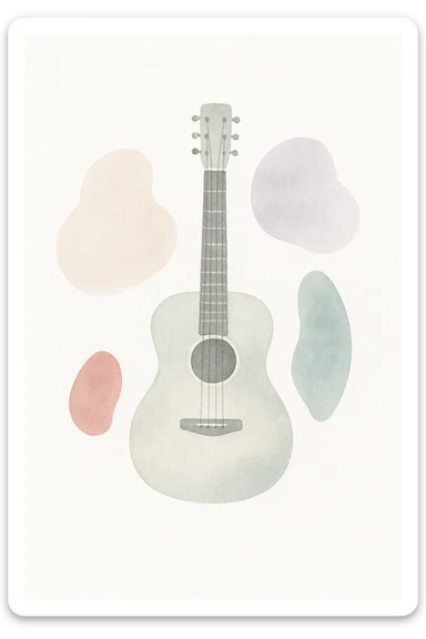 guitar with abstract colorful shapes, artistic and creative mood sticker