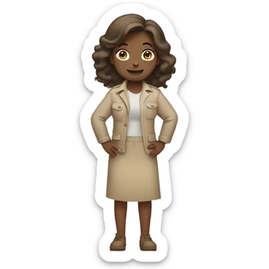 Girl shrugging arms wearing beige clothes sticker