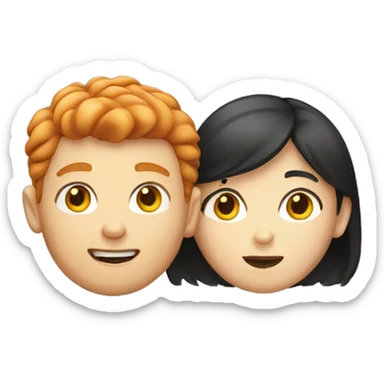 Ginger boy and asian girl  sticker