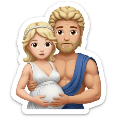 pregnant woman being held by zeus sticker