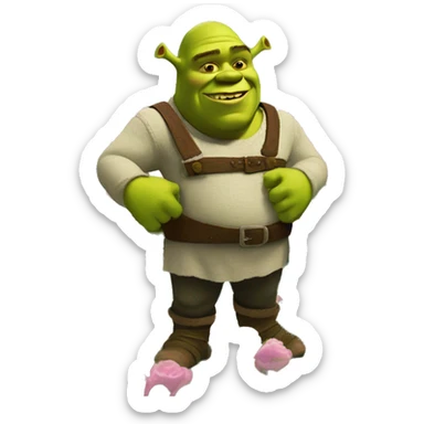shrek(a green ogre) in a field of flwers sticker