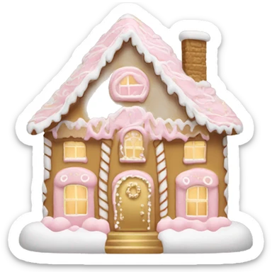 light pink and gold and white gingerbread house sticker