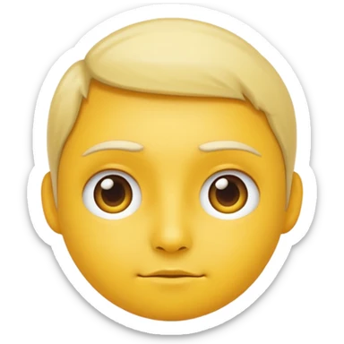 apple emoji style of a face with neutral expression, round face, yellow skin, clean lines, inspired by Apple emoji style, based on the reference photo sticker