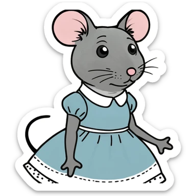 Mouse wearing a dress sticker