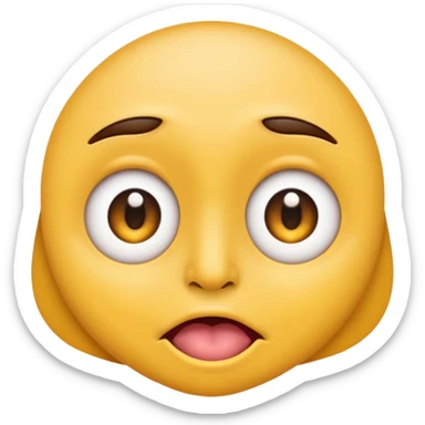 ios face emoji with both pupils at the center of the eye as if looking at the nose with tounge out sticker