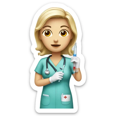 nurse with syringe sticker