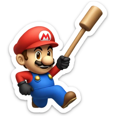 Super Mario with a plunger in his hands sticker