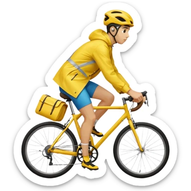 Cyclist in raincoat sticker
