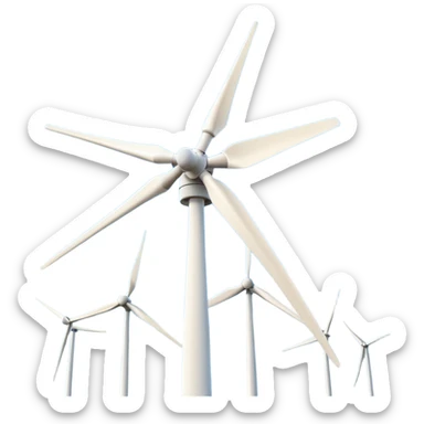 modern wind turbine, tall white tower with three long blades sticker