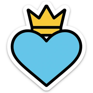 light blue heart with yellow crown, clean and recognizable icon sticker