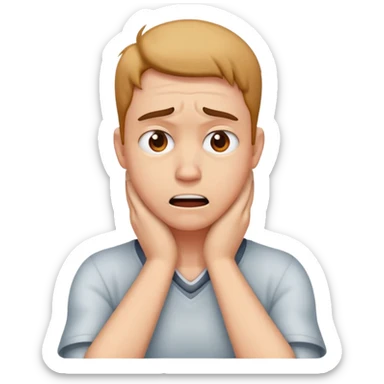 Person putting hands on neck madly  sticker