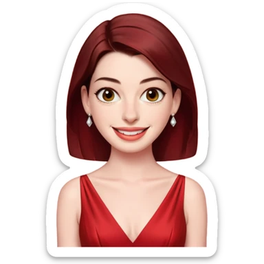 Anne Hathaway in red dress, red carpet sticker