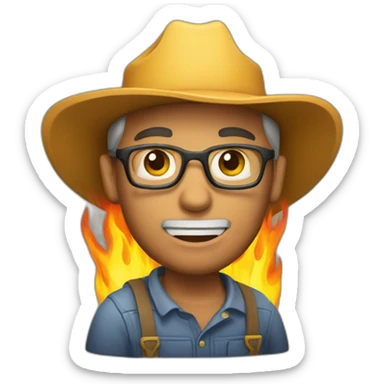 A farmer who is burning sticker