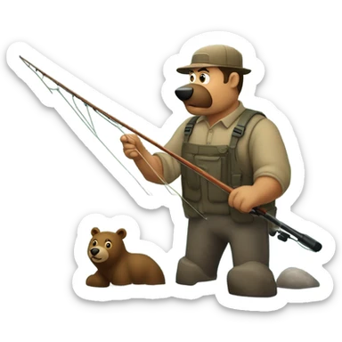 Man Fishing for bears sticker