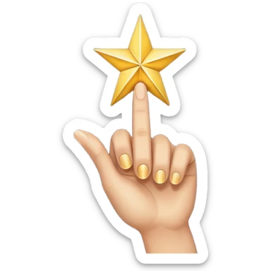 hand pointing with a star at the tip of the index finger sticker