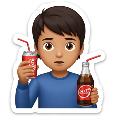 boy refusing a soda sticker