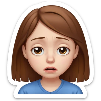 brown haired girl puffy swollen sad eyes sticker