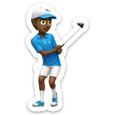 summer olympics brunette boy golfing sticker