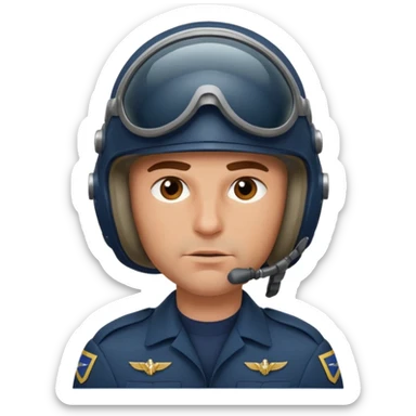 a brutal white male military pilot in an aviation helmet on face and a modern uniform. maximum quality sticker