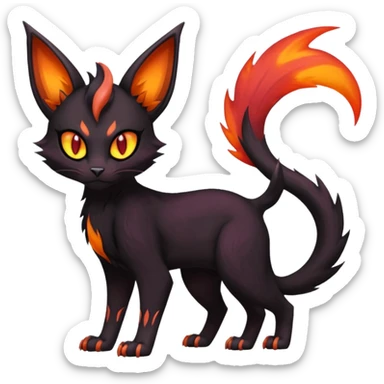 Black edgy Noivern-Noibat-Purloin-Torracat-Lykoi-Caracal-cat-Fakemon-fusion-hybrid-creature sticker